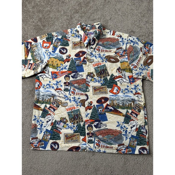 Vintage Shirt Reyn Spooner NFL Denver Broncos Hawaiian Tailored in Hawaii, Sz XL - Picture 3 of 7